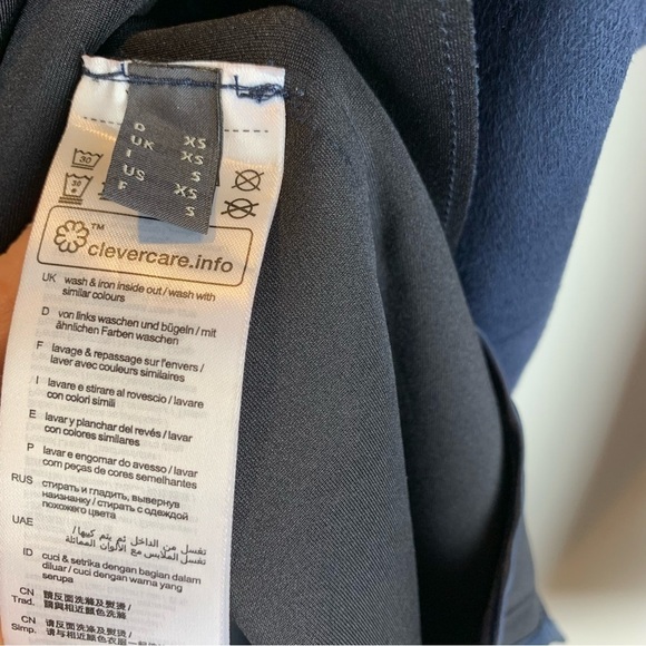 Esprit Midnight Blue Ultrasuede Belted Long Trench Military Coat sz XS - Picture 9 of 11